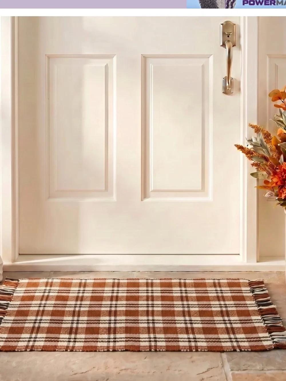 My Texas House Taupe Plaid Indoor/Outdoor Layering Rug, 24